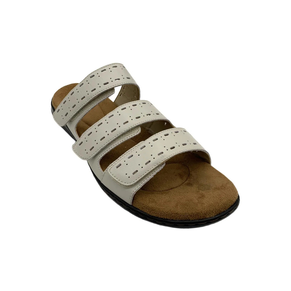 ARRAY Women's Boardwalk Slip-On Slide Leather Sandals White - Medium